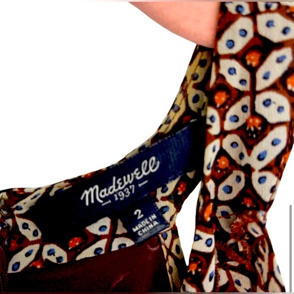 Madewell Silk Diamond Tile Midi Dress Size 2 - Picture 4 of 8